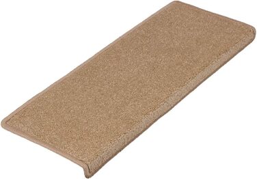 Casa Pura Dynasty Velour Non-Slip Stair Treads - 15 Piece Set - Indoor Carpet for Stairs - Brown