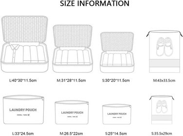 Органайзер для валізи Vicloon 8-в-1: комплект для подорожей, водонепроникні сумки для одягу, взуття та косметики (чорний)