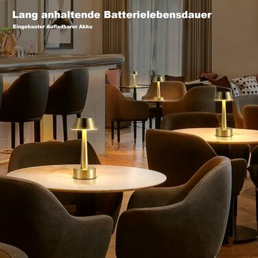 Бездротова лампа OCEST USB, акумуляторна настільна лампа для дому та саду, 3 кольори, сенсорне регулювання яскравості, золота