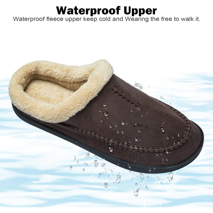 Чоловічі халапи Miqieer з піною пам'яті, теплі зимові халапи з плюшу, розмір 45/46 EU, колір кавовий