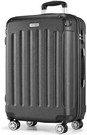 Чемодани Merish: 3-кільний набір валіз на коліщатках з жорстким корпусом у 9 кольорах (чорний, антрацитовий, L)