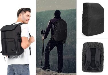 MOSISO Рюкзак для камери 17.3 дюйма, DSLR/SLR/Беззеркальна камера, з відділенням для ноутбука, тримачем для штатива та дощовиком. Сумісний з Canon/Nikon/Fuji. Колір: блакитний (Space Grey)