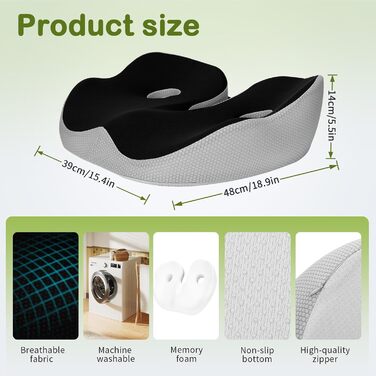 Ортопедична подушка для сидіння з Memory Foam для спини, куприка та при болях в попереку. Антиковзка, знімний чохол.