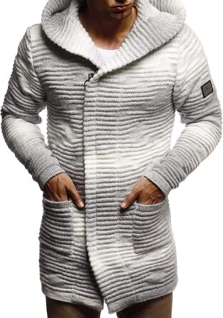 Чоловіча в'язана куртка Leif Nelson з капюшоном та блискавкою - чоловічий кардиган з м'якого трикотажу, XXL, бежево-сірий