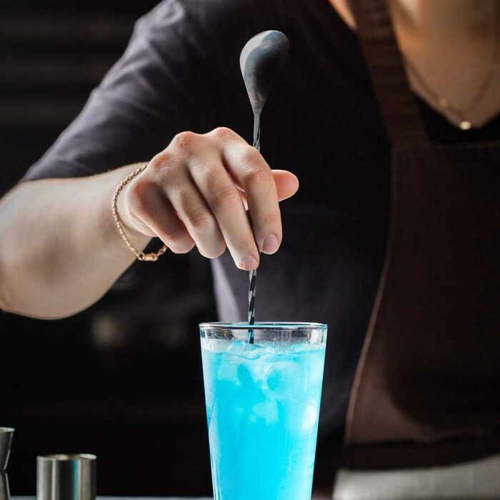 Якісний барний мішальний ложка YFWOOD з нержавіючої сталі з довгим руків'ям, для барменів, чорний