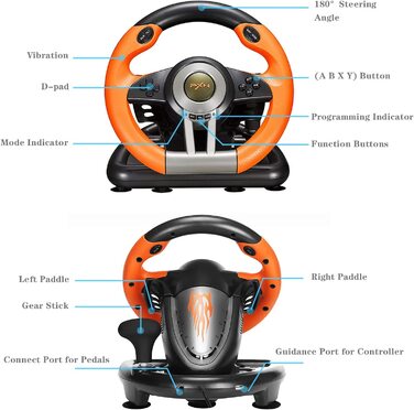 PXN V3II Racing Wheel - Ігрове кермо для PS3/PS4, Xbox, Nintendo Switch та PC, рожеве