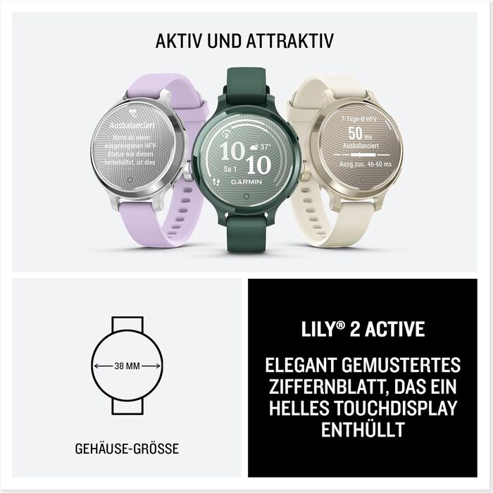 Розумний годинник Garmin Lily 2 Active 38mm Bone & Lunargold: GPS, 30+ спортивні додатки, 9 днів роботи, Garmin Pay