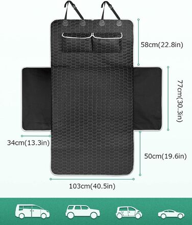 Захист для багажника автомобіля Oasser для собак з боковими та захистом краю вантажного отвору, універсальний, водонепроникний, стійкий до подряпин, нековзний, килимок для багажника
