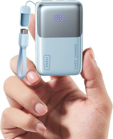 Power Bank INIU 45W 10000mAh з USB-C, mini повербанк для ноутбука, iPhone, Samsung, MacBook, iPad, аккумуляторний зарядний пристрій, блакитний