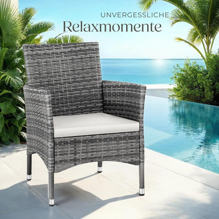 Tectake 2-Piece Poly Rattan Garden Chair Set
