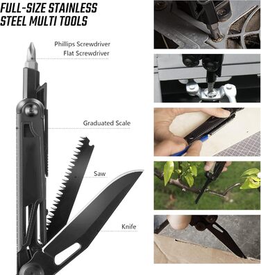 Swiss+Tech 16-in-1 Multi-Tool Pliers, Folding Multi-Tool Tool, Multifunctional Pliers with Scissors, Knife, Saw, Bottle Opener, Screwdrivers for Camping, Outdoor, Repairing, with Carrying Case