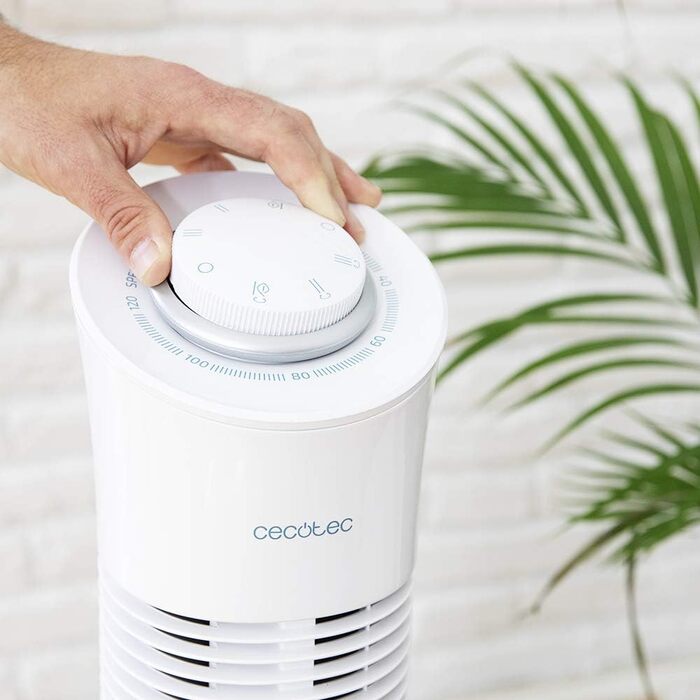 Турбовентилятор Cecotec EnergySilence 790 Skyline Smart з пультом керування. 45W, 76,5 см, осциляція 70°, LED-дисплей, таймер 12 годин, 3 швидкості та 3 режими. Білий колір.