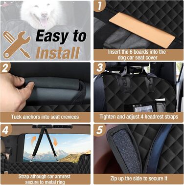 Захисний чохол на заднє сидіння авто для собак, чорний, 155x72 см (для позашляховиків/вантажів)