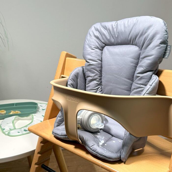 LaLoona High Chair Seat Reducer for Stokke Tripp Trapp - Baby Seat Cushion Coated & Washable, OEKO-TEX Standard 100 Tested and Machine Washable - Grey Grey Coated