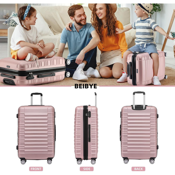 Чохол-валіза Beibye для подорожей, набір (кофе, рожеве золото)