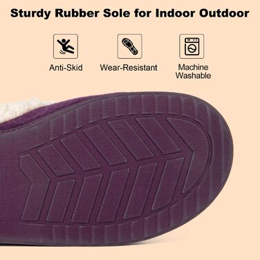 Тапочки жіночі LongBay з ворсистого матеріалу з меморі-піною, м'яке Sherpa-підкладка, для дому та вулиці (38/39 EU, фіолетовий)