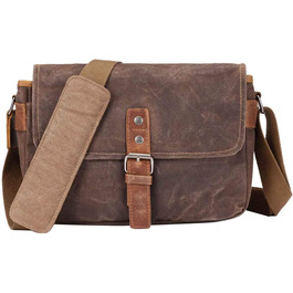 Сумка для камери Neuleben: стильна сумка-переноска з відділенням для камери, виготовлена з вощеного канвасу, зелена/коричнева, для жінок/чоловіків