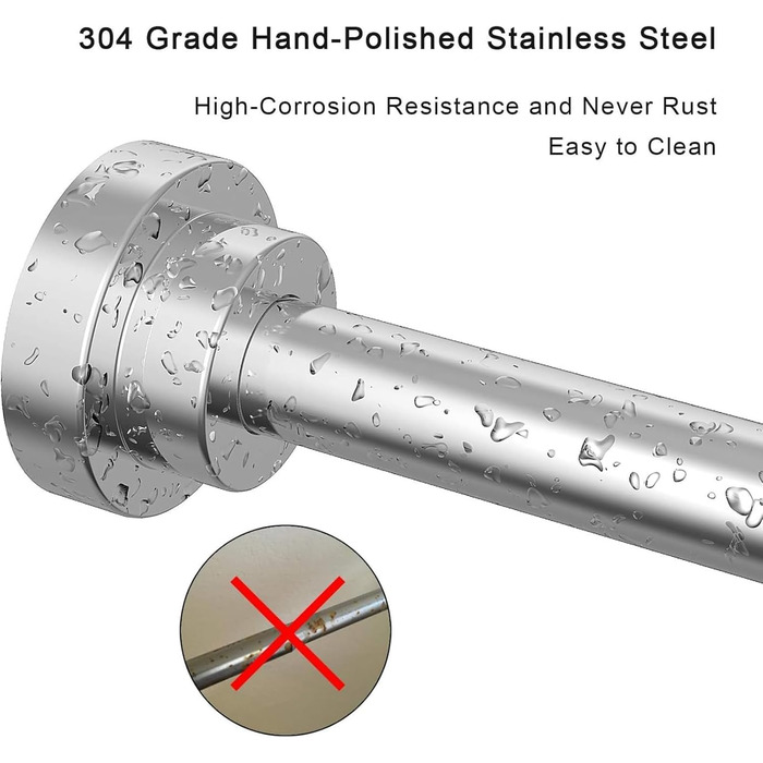 Телескопічна штанга для карнизів 60-130 см, нержавіюча сталь, чорний колір. Підходить для штор, душових перегородок, шаф, вікон та дверей.