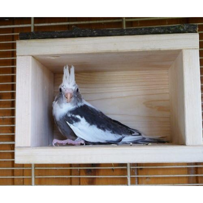 Vogelgaleria® Sweet Birdhouse, Wooden Sleep House for Bird Cages or Aviaries | Loved as a Sleeping Place and Shelter for Budgies, Cockatiels, and Lovebirds | Bird Cage Accessories Birdhouse