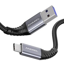 Кабель USB-C, 1м, 3.1A, 5Gbps, плетений, USB 3.0, для Samsung Galaxy, Sony, LG, HTC, чорний