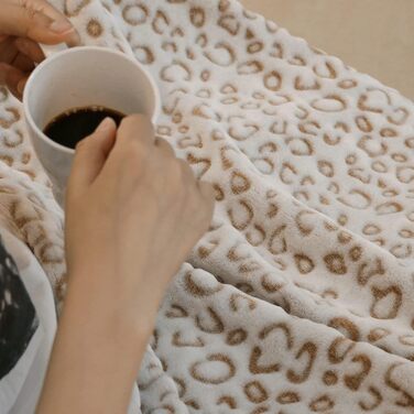 Плед з флісу FY Fiber House Leopard, 130x150 см, коричневий | М'який та теплий плед для дому