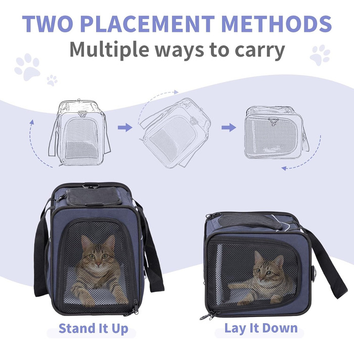 Транспортна сумка Petsfit для котів та собак | Авіапереліт | Сумка-переноска для собак та котів | Безпечний транспорт в авто, літаку та потягу, M (Синій, Small)