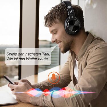 OneOdio Bluetooth навушники Over-Ear, 72 год HiFi Stereo, бездротові, з 6.35mm та 3.5mm аудіоджеком для студії, DJ, телефону, ПК, підсилювача - Чорний
