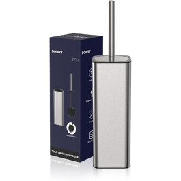 Набір для чищення унітазу DOWRY з тримачем, 2 насадки, металева щітка та тримач, для ванної кімнати, срібляний, прямокутний