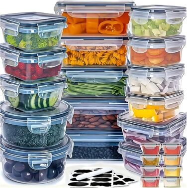 Контейнери для зберігання їжі 48er з кришкою, набір контейнерів для Meal Prep, 24 контейнери + 24 кришки, герметичні та стійкі до протікання, BPA-free, придатні для миття в посудомийній машині, заморожування та використання в мікрохвильовій печі, BXH-24