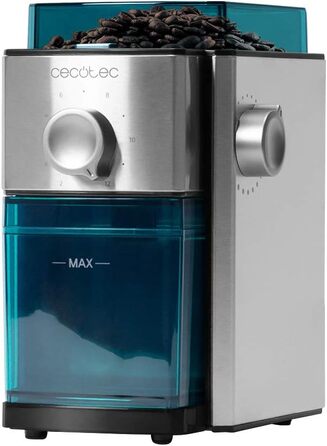 Cecotec SteelMill 2000 Electric Coffee Grinder. Stainless steel, flat burrs, 17 settings, 250g capacity, 2-12 cups
