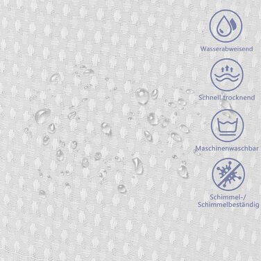 Шторка для душу Waffel з магнітами, текстиль, поліестер, 183x183 см (зелена)