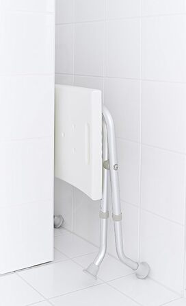 RIDDER Assistant A0050301 Folding Bath Seat, Stool, Bath Stool, White, approx. 57x32x47-51 cm
