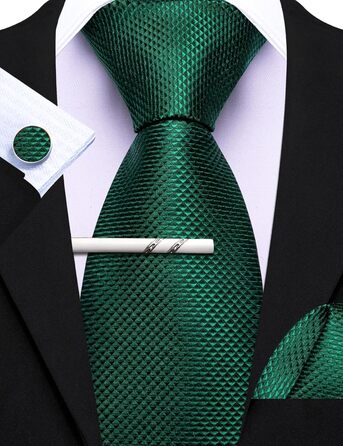 Костюмний аксесуар Barry.Wang: краватка, кишеньковий хустинка та запонки (Solid Green)
