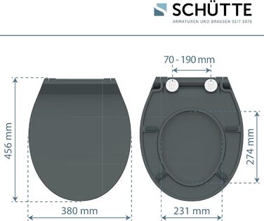 Сидіння для унітазу SCHÜTTE SLIM з мікроліфтом (Duroplast), швидкознімне, витримує до 175 кг, колір антрацит (чорний)