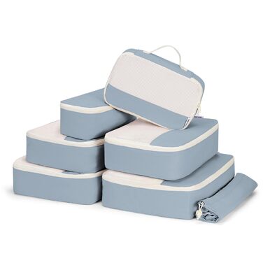 Набір органайзерів для валізи Narwey 7 шт., Packing Cubes для подорожей, рюкзаків, валіз (смугастий, Y-граублау)