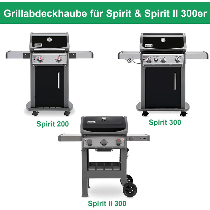 Чохол для газового гриля WELL GRILL 7183 для Weber Spirit & Spirit II 300, водостійкий, дихаючий, з липучкою, чорний