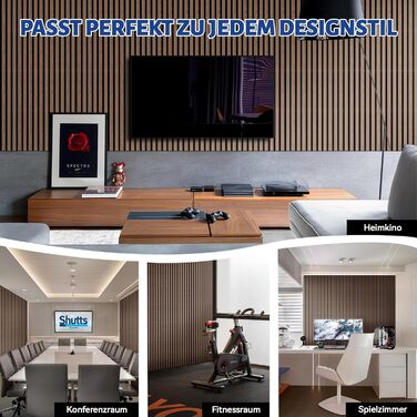 Акустичні панелі AKK-STAR з дерева (набір 2 шт), 1200x600x18 мм, 1.44 м² — 3D стінові панелі для шумоізоляції та декору вітальні та офісу, колір чорний горіх