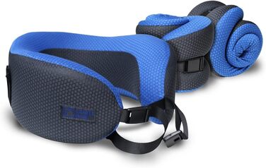 Blue Dreamer Travel Neck Pillow - Memory Foam Airplane Pillow for Travel with Breathable Mesh Fabric, Removable Cover, High Comfort & Support, Easy Storage