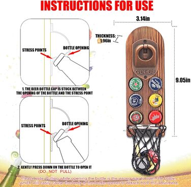 Bottle Opener Wall Mount with Bottle Cap Collector, Magnetic Bottle Opener Wall, Wall Bottle Opener with Catch Basin, Beer Gifts for Men, Dad, Husband, Bar Accessories for Home, Outdoors (Style 5)