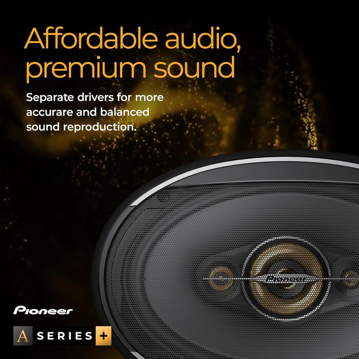 Автомобільна акустика Pioneer TS-A6991F 6x9 дюймів, 5-смугові коаксіальні динаміки, потужність 700Вт, RMS 120Вт, глибокий звук, монтажна глибина 86 мм, комплект 2 шт., з решіткою