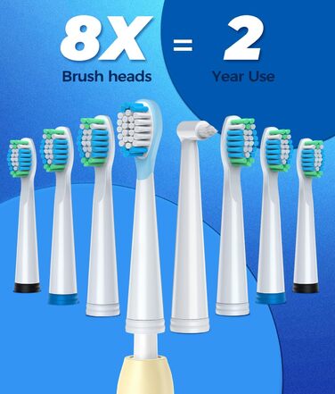 Електрична зубна щітка Demita зі 8 насадок, 40000 VPM, 5 режимів, швидка зарядка (30 днів)
