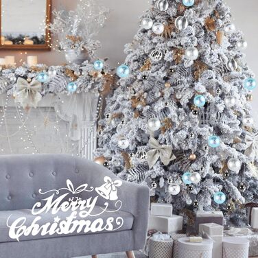 44 штуки прикрас для ялинки, декор на Новий рік, пластикові кулі для ялинки з подарунковим пакетом (срібно-блакитний)