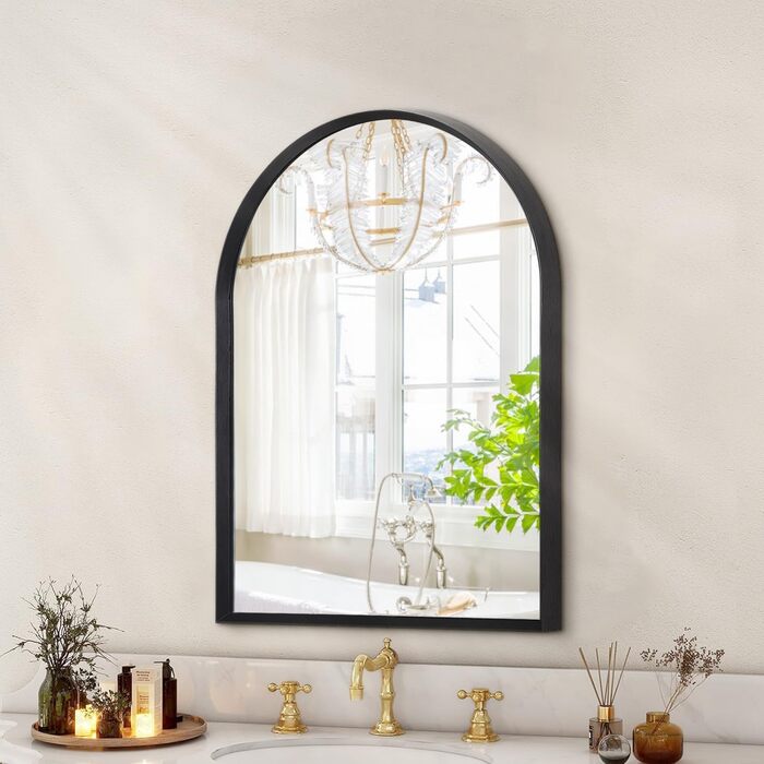 Дзеркало овальне настінне, 45x65 см, чорний, металевий каркас для ванної/вітальні/спальні