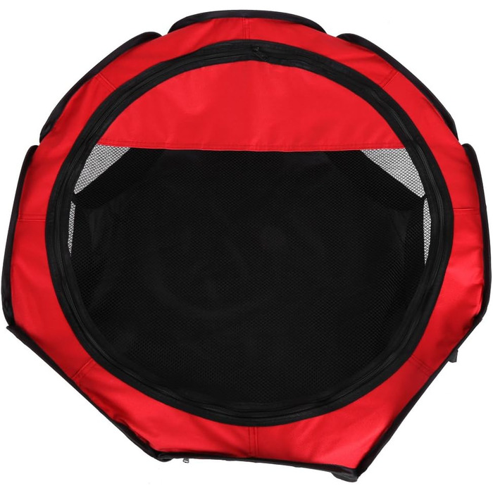 Клітка-манеж для домашніх тварин, автоматична, складна, знімний дах, для собак та котів, сітчаста тканина, захист від сонця, червона, 81 x 45 см