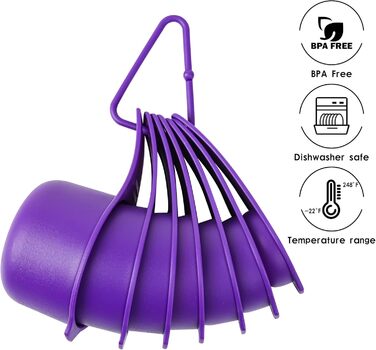 Violetta Measuring Cup and Spoon Set, 15 Pieces, Plastic Measuring Cups, 7 Plastic Measuring Cups and 7 Plastic Measuring Spoons with Leveler, Cute Measuring Cups for Baking and Kitchen