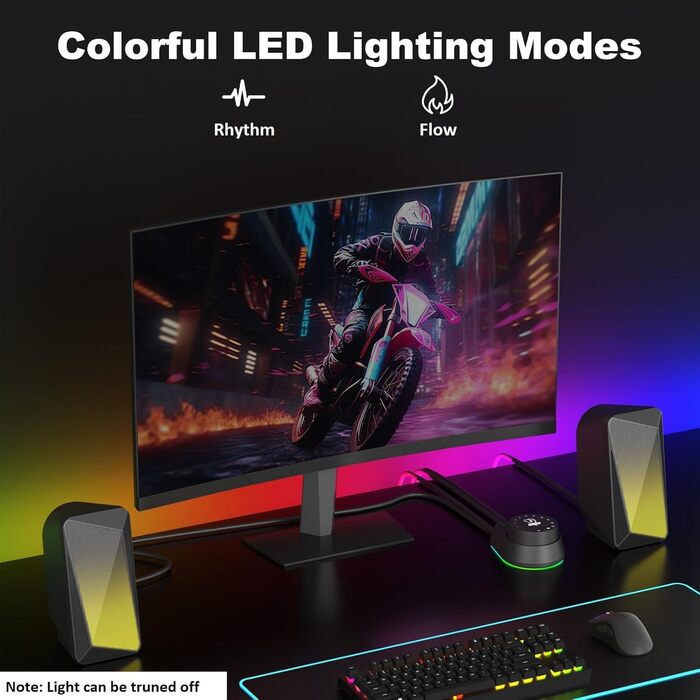 SOULION C30: Bluetooth колонки для ПК, монітора, ноутбука, ігор, стерео 2.0, LED, Aux, USB, чорний (1 шт.)