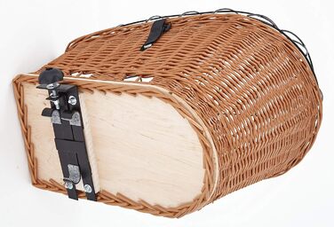 Корзина для велосипеда Tigana для собак, плетіння з лози, 56 x 36 см, з металевою сіткою, заднє кріплення (XL без подушки)