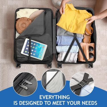 Набір валіз LALAHO 3/4: дорожній набір з косметичкою, валізи з ABS, ручна поклажа, рожеве золото (темно-синій)