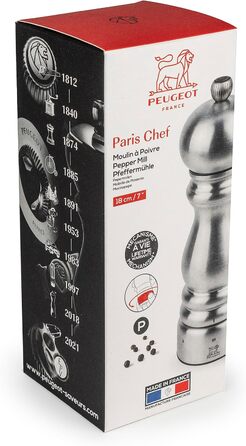Млин для перцю PEUGEOT Paris Chef 18 см, нержавіюча сталь, сріблястий