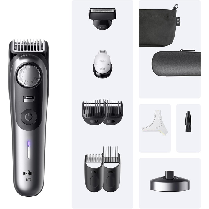 Триммер для бороди Braun Series 9 BT9565: професійний набір 14 в 1, титанове лезо, до 180 хв роботи, водонепроникний, 52 налаштування довжини